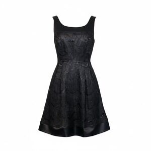 Calvin Klein Black Lace Sequin Cocktail Dress Fit Flare Party Occasion Size X
